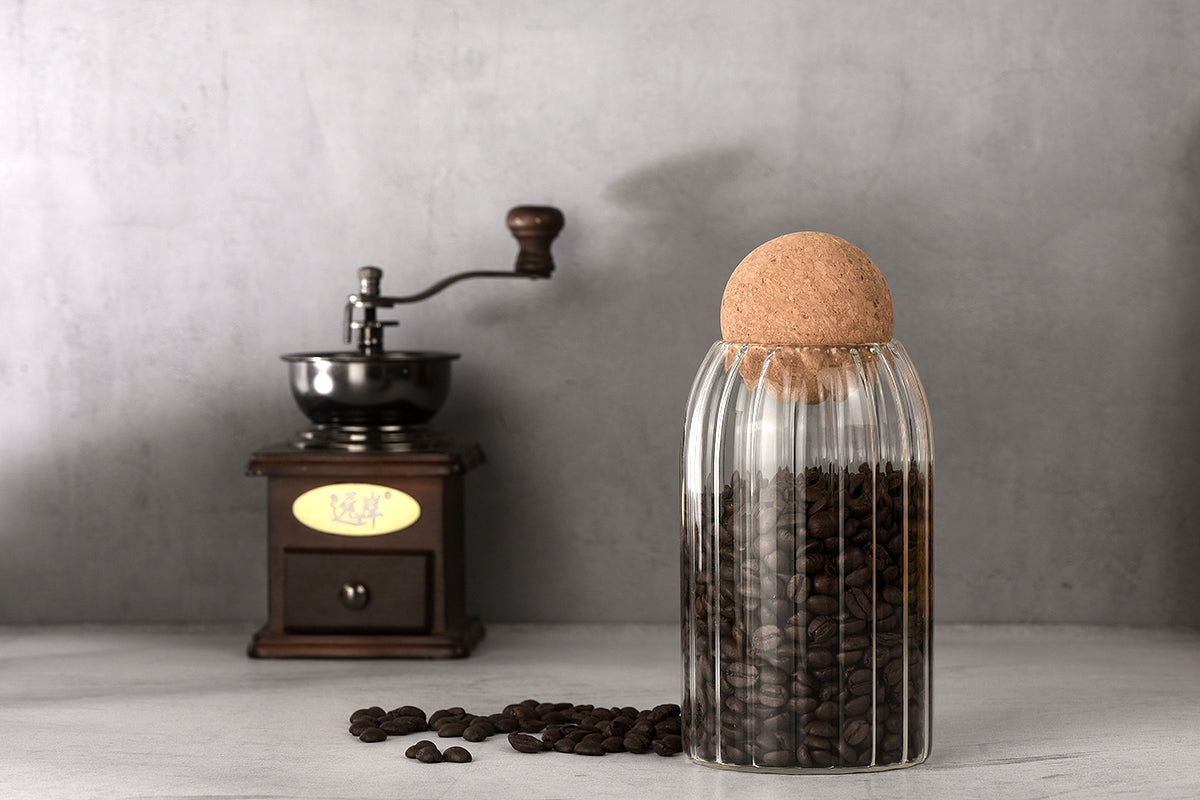 Ribbed Storage Jar with Cork Lid