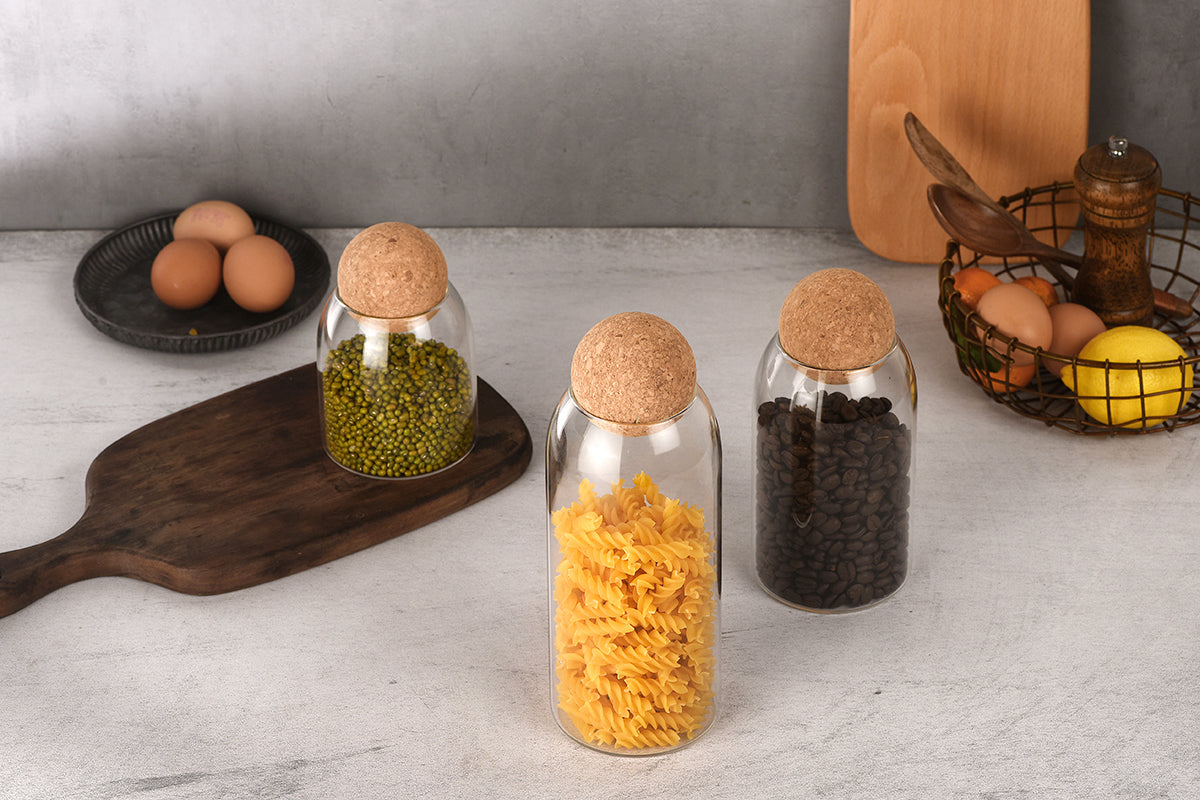 Round Storage Jar with Cork Lid
