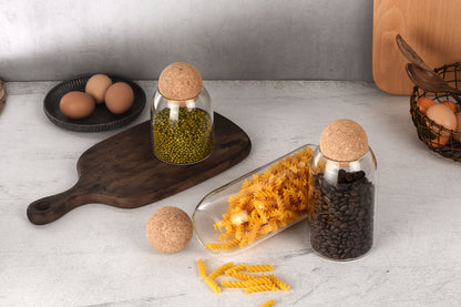 Round Storage Jar with Cork Lid